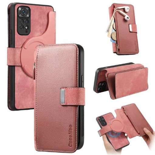 Redmi Note 11 4G Global Case - MagSafe RFID Zipper Wallet Leather (Pink) - 1