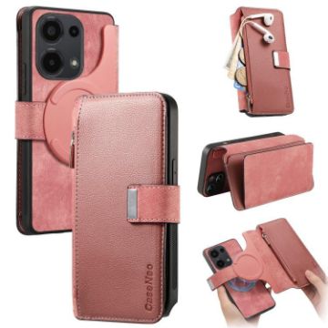 Redmi Note 13 Pro 4G Case - MagSafe RFID Zipper Wallet Leather (Pink) - 1