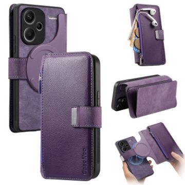 Redmi Note 13 Pro+ Case: MagSafe RFID Zipper Wallet Leather (Purple) - 1