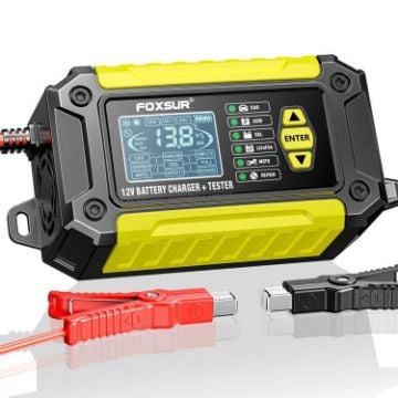 FOXSUR FTC-1206 12V Car Motorcycle Battery Charger Tester UK Plug - 1