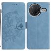 Xiaomi Poco F7 Pro Blue Leather Case - Moonlit Butterfly Dance Pattern - 1