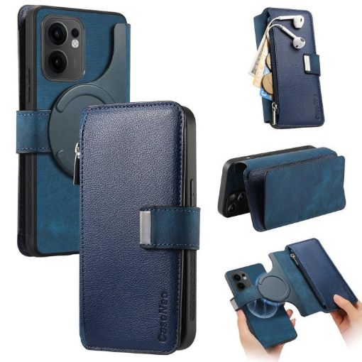 OPPO Reno13 F Case: Neo MagSafe RFID Zipper Wallet Leather (Blue) - 1