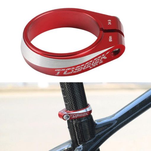 TOSEEK 31.8mm Aluminum Bicycle Seat Tube Clamp - Red - 1