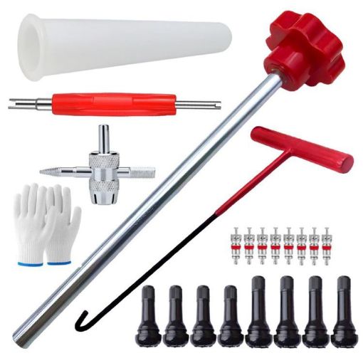 23pcs Car Tire Repair & Valve Installation Tool Set - Red - 1