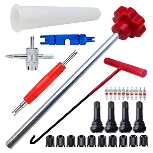 30pcs Car Tire Repair & Valve Installation Tool Set - Red - 1