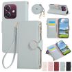 OPPO A3x/A3 5G/4G Sky Blue Leather Wallet Phone Case with Strap - 1
