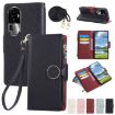OPPO Reno10 Pro+ Black Leather Wallet Phone Case with Crossbody Strap - 1