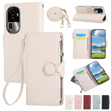 OPPO Reno10 Pro+ Leather Wallet Case with Crossbody Strap - White - 1