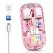 HXSJ T200 Pink Transparent RGB Wireless Mouse - Dual Modes 2.4G BT5.0 - 1