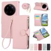 Xiaomi 15 Ultra Pink Leather Wallet Phone Case with Crossbody Strap - 1