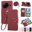 Redmi K80 Pro/Poco F7 Ultra Leather Wallet Phone Case with Strap (Red) - 1