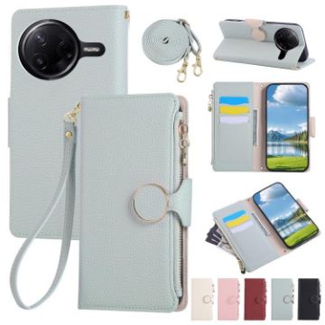 Redmi K80 Pro/Poco F7 Ultra Sky Blue Leather Wallet Case with Strap - 1