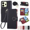 Redmi Note 14 4G Leather Wallet Case with Crossbody Strap - Black - 1