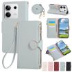 Redmi Note 13 5G Sky Blue Leather Wallet Case with Crossbody Strap - 1
