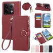 Redmi Note 13 Pro 4G Leather Wallet Case with Crossbody Strap - Red - 1