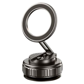 G712 Black Three-axis Folding Magnetic Car Phone Holder with Vacuum Adsorption - 1
