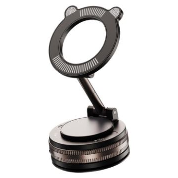 J33 Black Magnetic Car Phone Holder with Vacuum Adsorption - 1