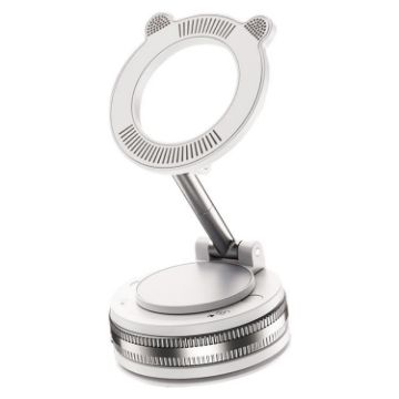 J33 White Magnetic Car Phone Holder with Vacuum Adsorption - 1