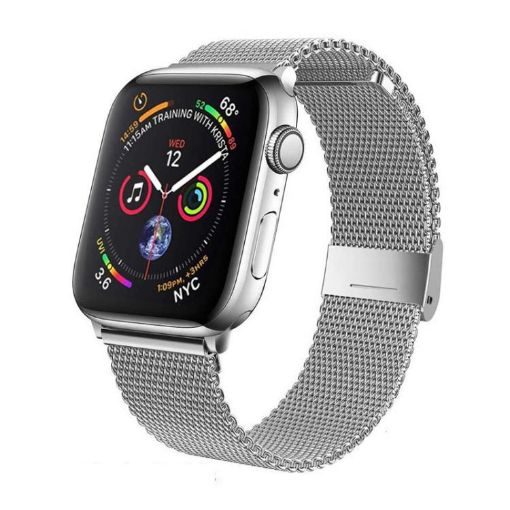 Apple Watch Band 38/40/41/S10 42mm Milanese Silver Metal Buckle Strap - 1