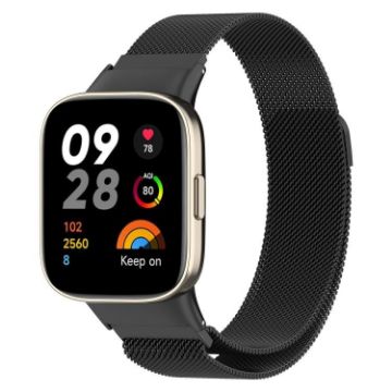 Redmi Watch 3 Milanese Magnetic Metal Mesh Band - Black - 1