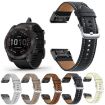 Garmin Fenix 7/7X/6X 22mm Silver Buckle Leather Watch Band (Black) - 2
