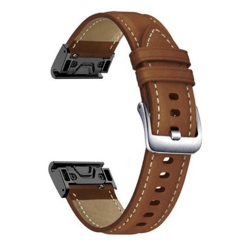 Garmin Fenix 7/7X/6X 26mm Leather Quick Release Watch Band - Coffee - 1