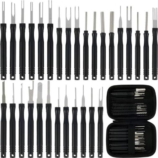 30pcs Car Wire Harness Terminal Pin Removal Tool - Black Long Handle - 1