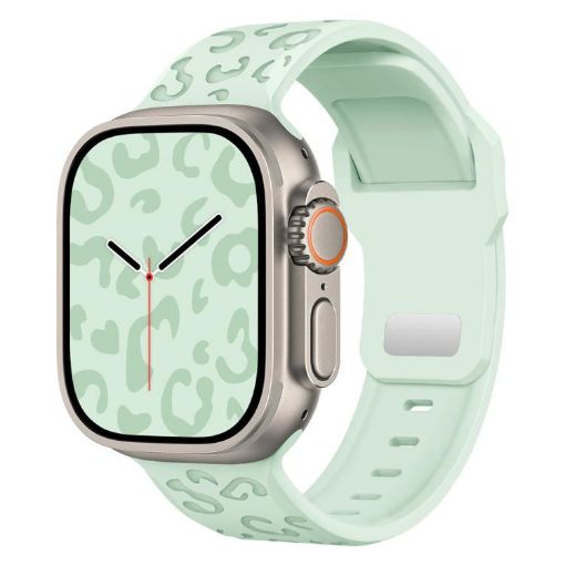 Leopard Silicone Watch Band for Apple Watch 42/41/40/38mm - Light Mint - 1