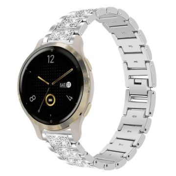 18mm Silver Diamond Steel Watch Band for Garmin Venu 2S/vivoactive 4s/3s - 1
