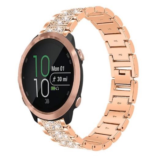 Rose Gold 20mm Steel Watch Band for Garmin Forerunner 570/245/645/158 - 1