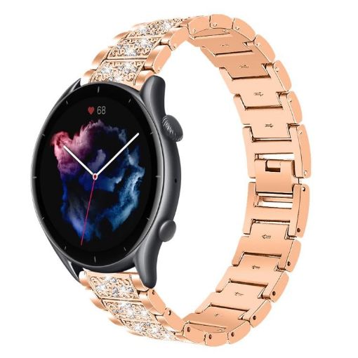 22mm Rose Gold Steel Watch Band for Amazfit GTR 4/3/3 Pro/Bip6/Bip5 - 1