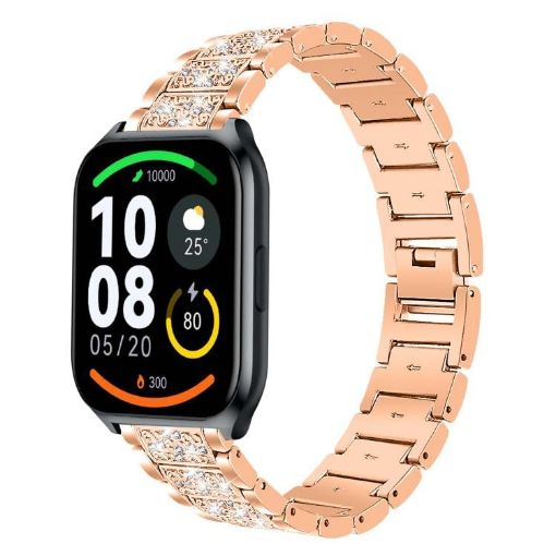 22mm Rose Gold Diamond Steel Band for Xiaomi Haylou S001/LS02 Pro/LS16 - 1