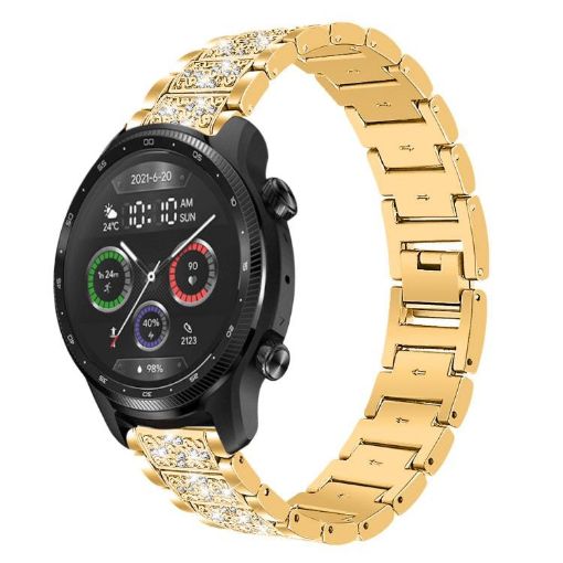 22mm Gold Steel Watch Band for Ticwatch Pro X/Pro3/Pro/GTX/E2 Diamond - 1