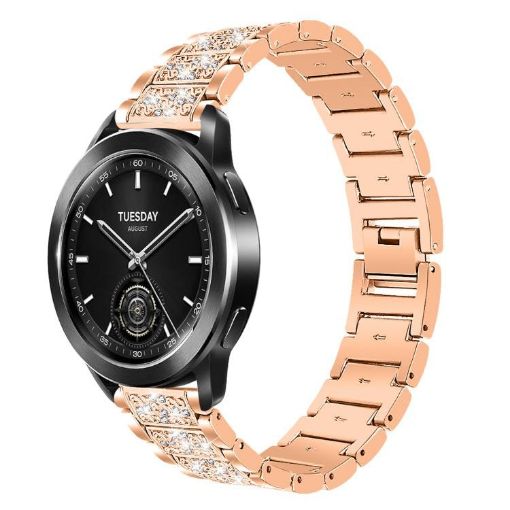Rose Gold 22mm Diamond Steel Watch Band for Xiaomi S3/2 Pro/S2/S1 - 1