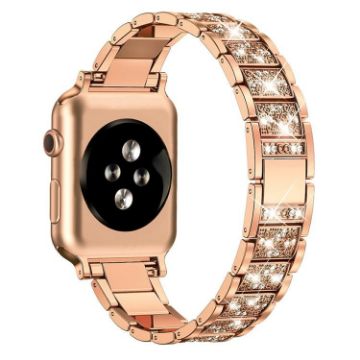 Rose Gold Diamond Jewelry Stainless Steel Band for Apple Watch 38/40/41/42mm - 1