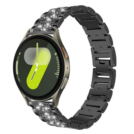Samsung Galaxy Watch7/FE/6/5/4 Diamond Jewelry Steel Band Black 20mm - 1