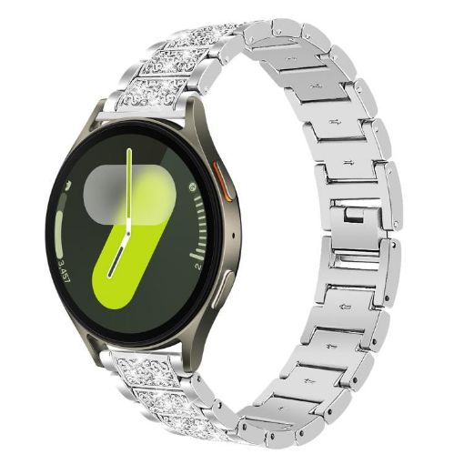 Samsung Galaxy Watch7/FE/6/5/4 Diamond Jewelry Steel Band Silver 20mm - 1