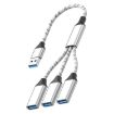 USB-A to USB-A 3 in 1 OTG Expander Splitter Dock (Braided Silver) - 1