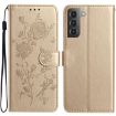 Samsung Galaxy S21+ 5G Gold Rose Embossed Leather Phone Case - 1