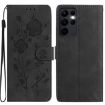 Samsung Galaxy S23 Ultra 5G Black Rose Embossed Leather Phone Case - 1