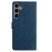 Samsung Galaxy S25 5G Dark Blue Rose Embossed Leather Phone Case - 3