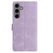 Samsung Galaxy S25 5G Light Purple Rose Embossed Leather Phone Case - 3