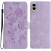 Samsung Galaxy S25 Edge 5G Leather Case Rose Flower Emboss Light Purple - 1