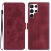 Samsung Galaxy S25 Ultra 5G Red Rose Embossed Leather Phone Case - 1
