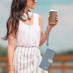OPPO A16 Light Blue Leather Phone Case with Metal Bow & Hand Strap - 7