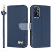 OPPO A36/A76/A96 Dark Blue Leather Phone Case with Hand Strap - 1