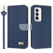 OPPO Reno12 5G Dark Blue Leather Case with Hand Strap - 1