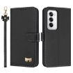 OPPO Reno12 5G Global Leather Phone Case with Hand Strap - Black - 1