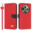 OPPO Reno12 F Global Red Leather Phone Case with Hand Strap - 1