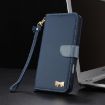 OPPO Reno12 F Global Dark Blue Leather Phone Case with Hand Strap - 8